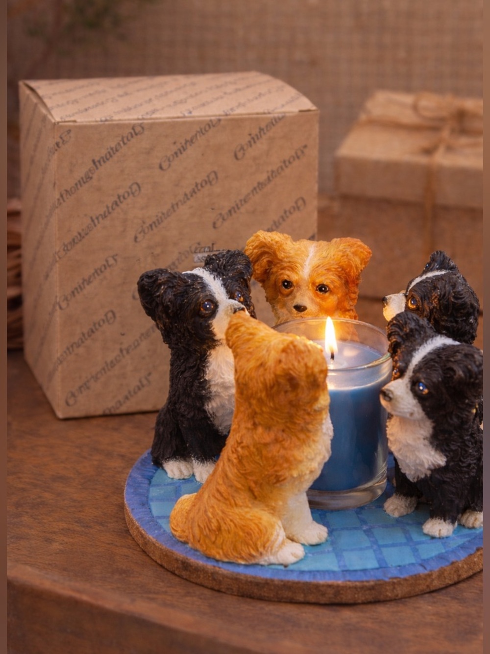 Papillon Dog Candle Holder – Dog Lover Gift – Hand Painted Votive Decor